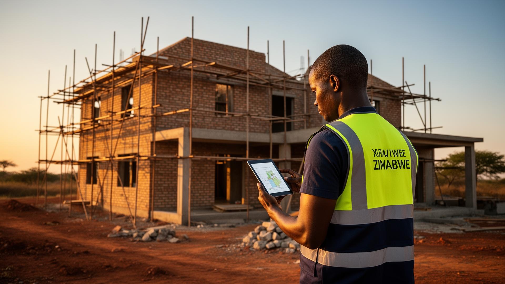 ProjectGuard Africa inspector documenting construction progress on a Zimbabwean residential build